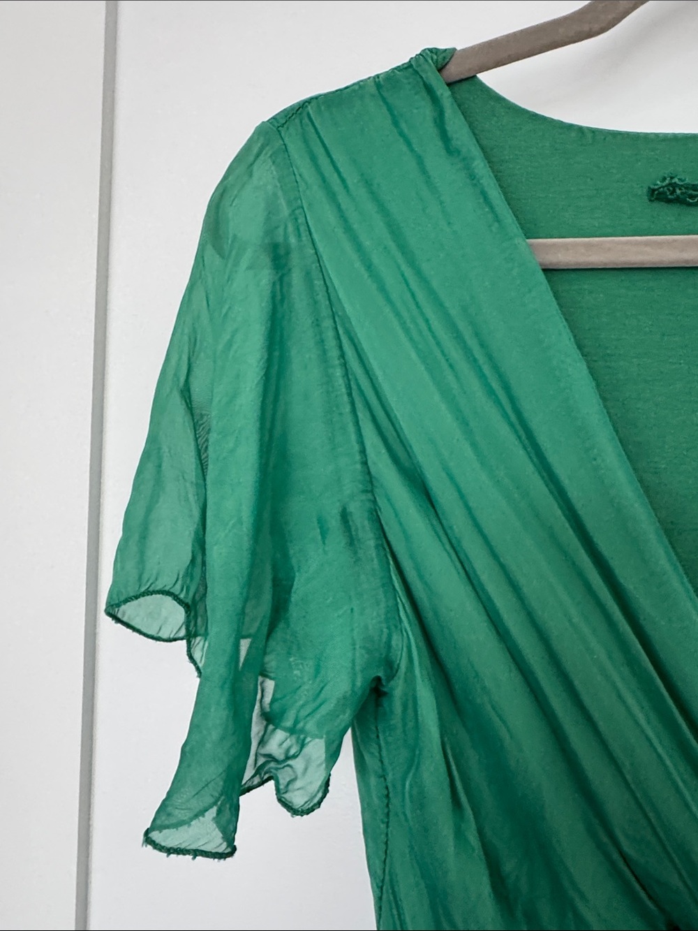 Source Unknown Deep Green Wrap-Style Maxi Dress with Tie - Picture 3 of 5
